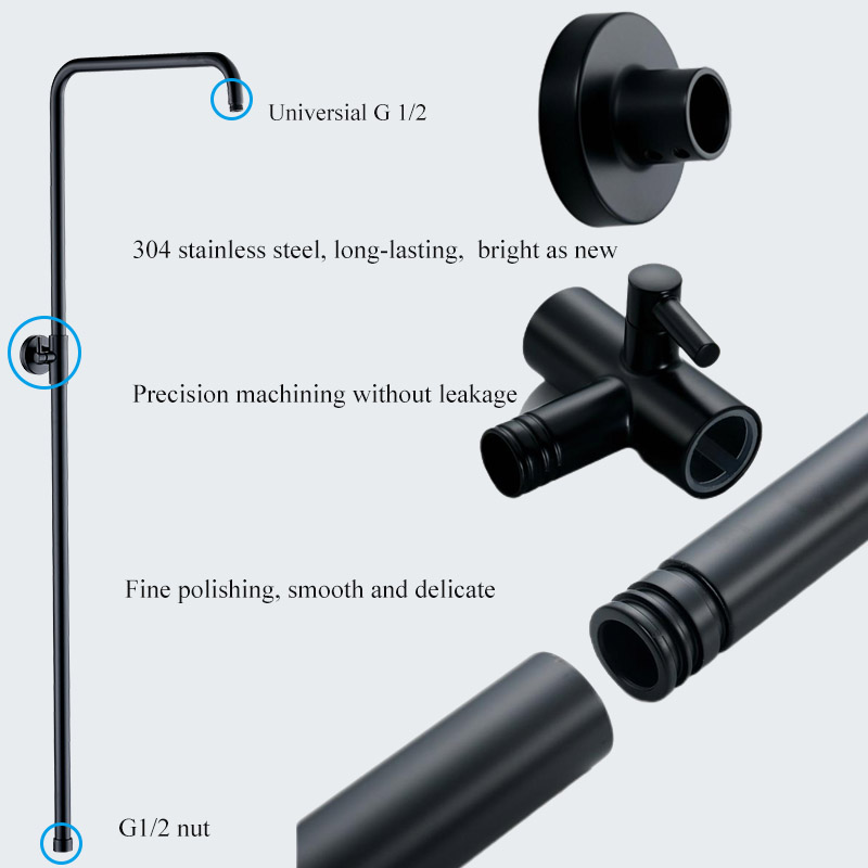 black-shower-column-shower-head-tube-shower bar